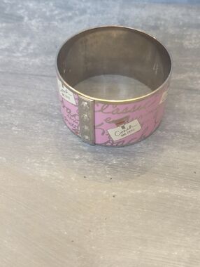 Coach Gold Tone Enamel Pink Wide